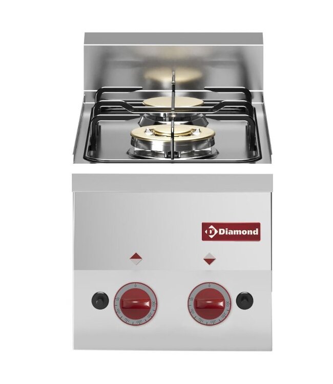 Gasfornuis | Diamond Pro 600 | 1x 3,3kW en 1x 3,6kW | (B)30x(D)60x(H)28/40cm