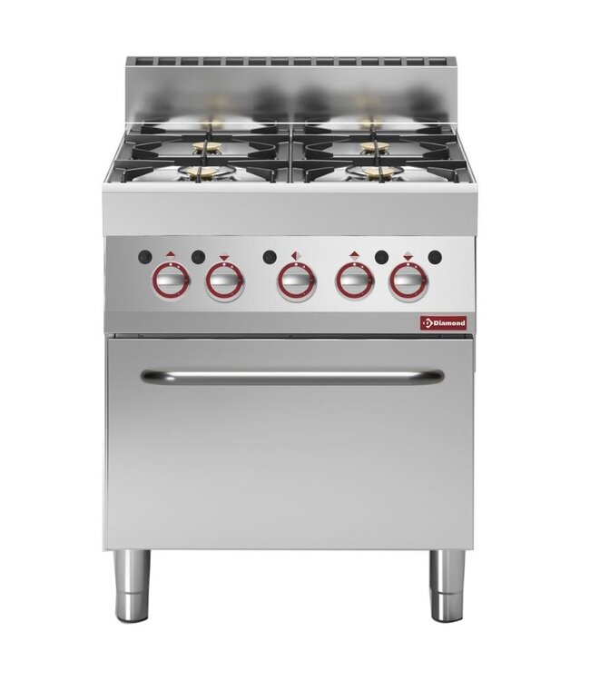 Gasfornuis | Diamond Alpha 650 | 2x 3,6kW en 2x 5kW | incl gasoven | (B)70x(D)65x(H)85/95cm