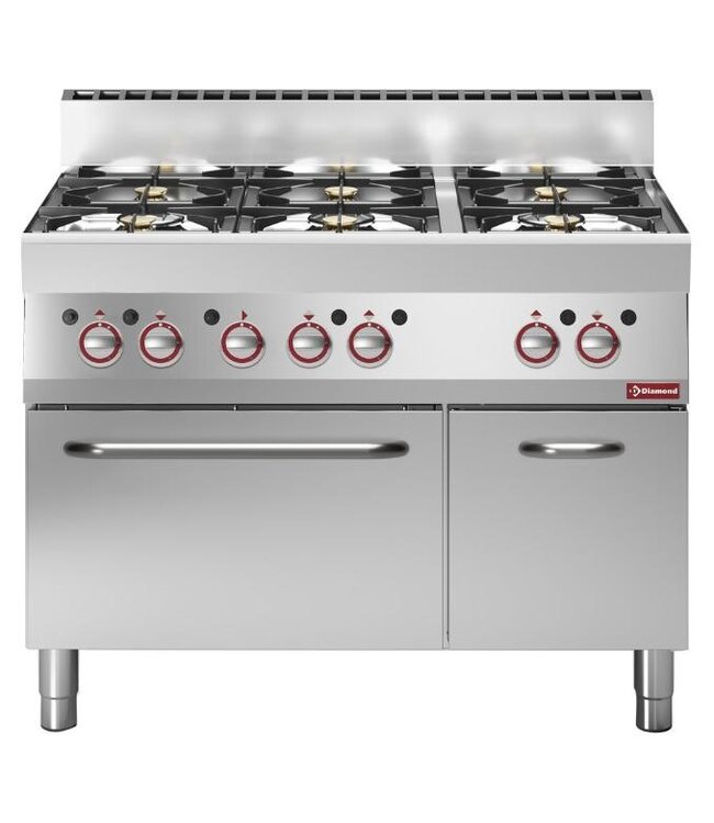 Diamond Gasfornuis | Diamond Alpha 650 | 3x 3,6kW en 3x 5kW | incl gasoven | (B)110x(D)65x(H)85/95cm