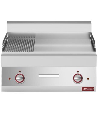 Diamond Bakplaat | Diamond Alpha 650 | elektrisch | 2/3 gladde en 1/3 gegroefde plaat | (B)70x(D)65x(H)28/38cm