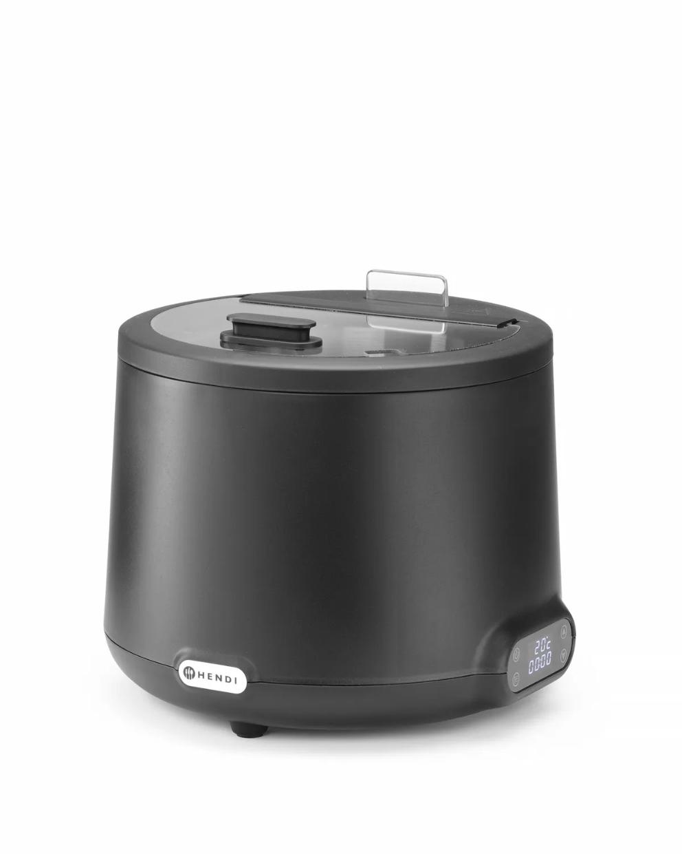 Mahlzeit Soepketel elektrisch 8 liter met uitneembare roestvrijstalen inzet en deksel | tot 80 °C | zwart | soeppan soep pot soep verwarmer voor buffet catering Gastro