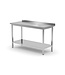 Werktafel RVS met onderschap en achteropstand | Flat-pack | (B)180x(D)70x(H)85cm