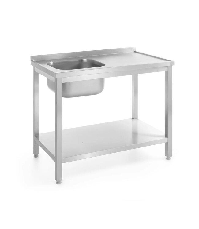 RVS Spoeltafel met spoelbak links | Met onderplank | (B)80x(D)60x(H)85cm