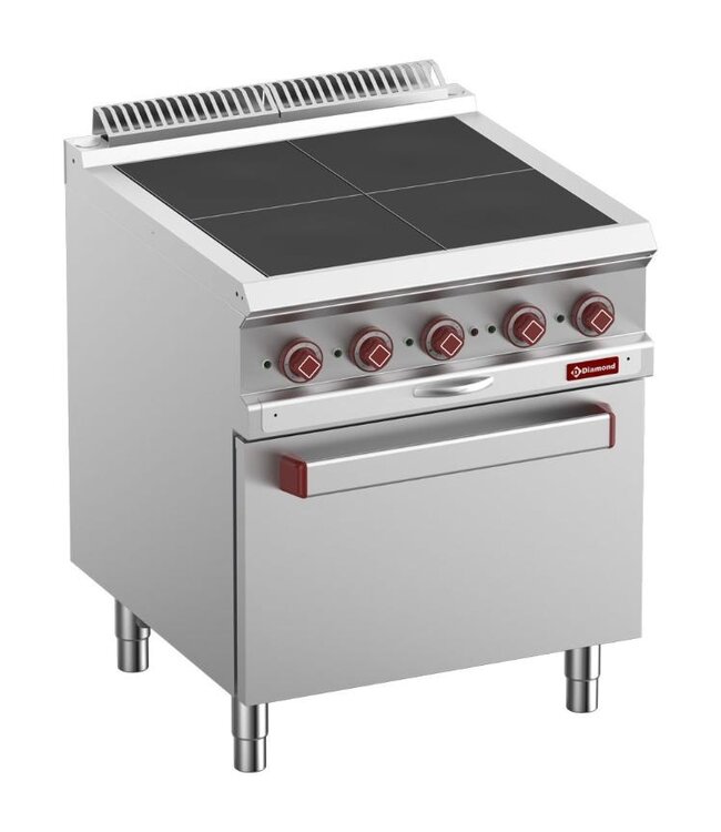 Elektrisch fornuis | Diamond Optima 700 | 4x 2,5kW | incl elektrische convectieoven | (B)70x(D)70/73x(H)85/92cm