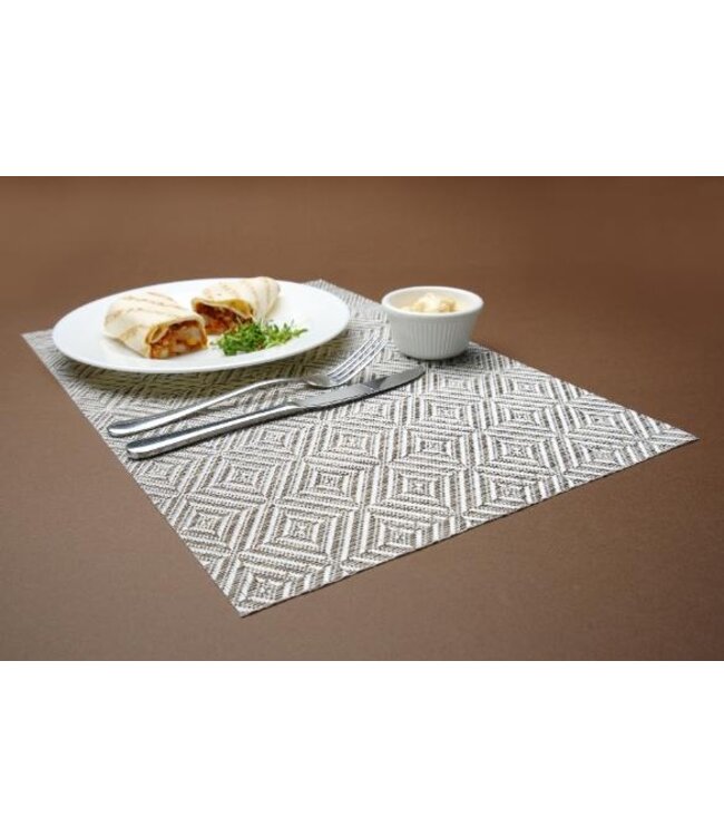 Placemat | Zilver/patroon | PVC | 45x30cm | 6 stuks