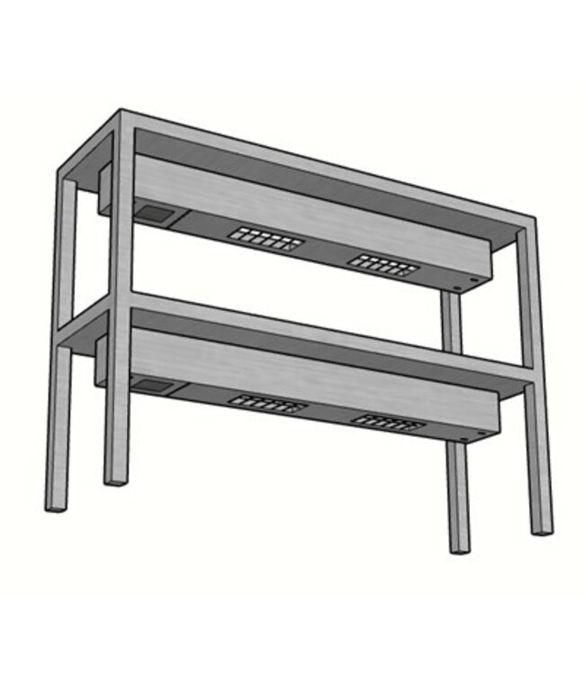 RVS verwarmde etagère 2 niveaus | Breedte 550-2200mm | Diepte 300mm | Hoogte 700mm | 6 opties