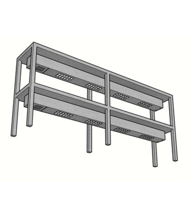 RVS verwarmde etagère 2 niveaus | Breedte 550-2200mm | Diepte 300mm | Hoogte 700mm | 6 opties