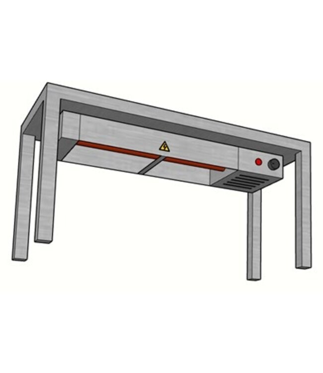 RVS verwarmde etagère 1 niveau | Budget | Breedte 700-1900mm | Diepte 300mm | Hoogte 350mm | 5 opties