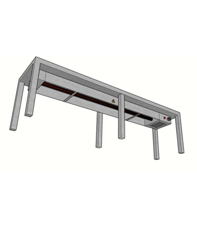 RVS verwarmde etagère 1 niveau | Budget | Breedte 700-1900mm | Diepte 300mm | Hoogte 350mm | 5 opties