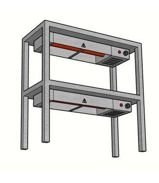 RVSMAATWERK.NL RVS verwarmde etagère 2 niveaus | Budget | verkrijgbaar in 5 maten