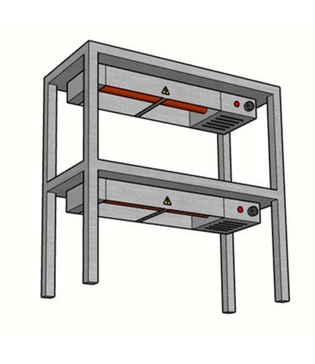 RVS verwarmde etagère 2 niveaus | Budget | Breedte 700-1900mm | Diepte 300mm | Hoogte 700mm | 5 opties