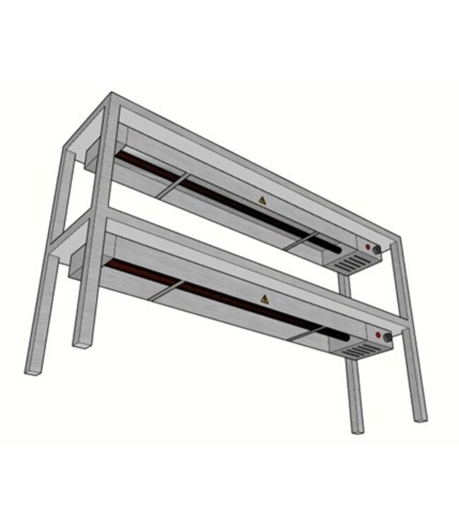 RVS verwarmde etagère 2 niveaus | Budget | Breedte 700-1900mm | Diepte 300mm | Hoogte 700mm | 5 opties