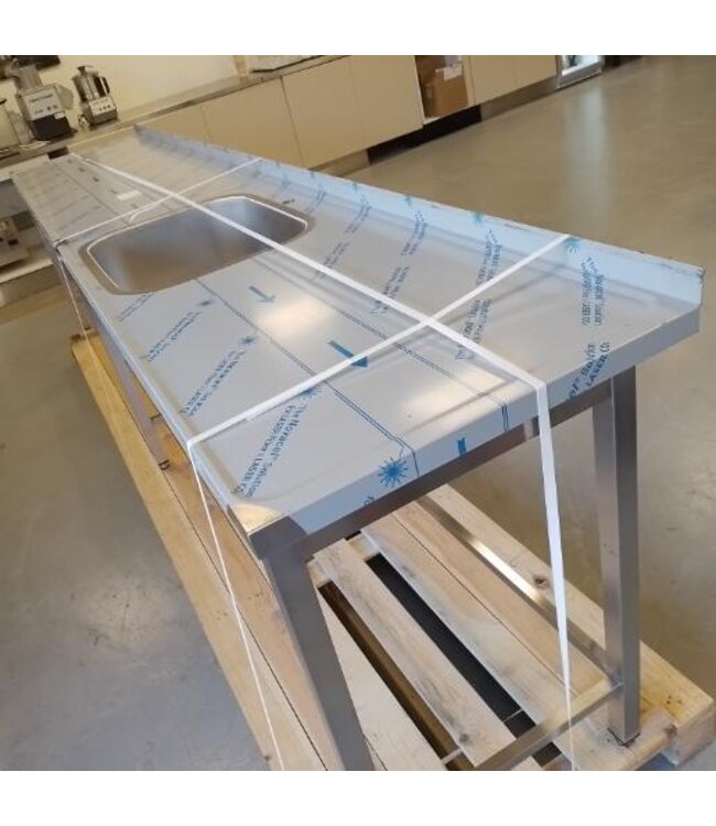 Occasion: RVS Spoeltafel | spoelbak rechts | (B)340x(D)60x(H)100cm