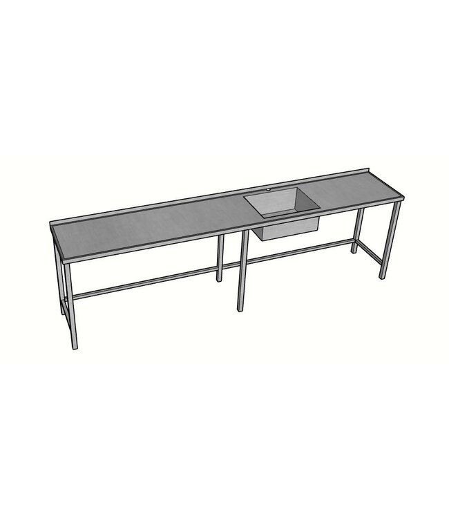 Occasion: RVS Spoeltafel | spoelbak rechts | (B)340x(D)60x(H)100cm
