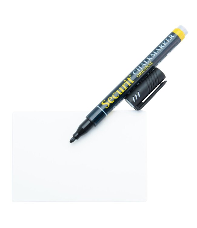 Krijtbord tag | A7 | 20 stuks | Incl. 2 houders, 4 prikkers en krijtstift