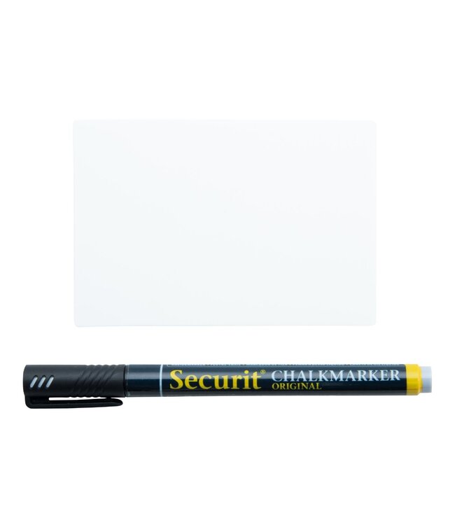 Krijtbord tag | A7 | 20 stuks | Incl. 2 houders, 4 prikkers en krijtstift