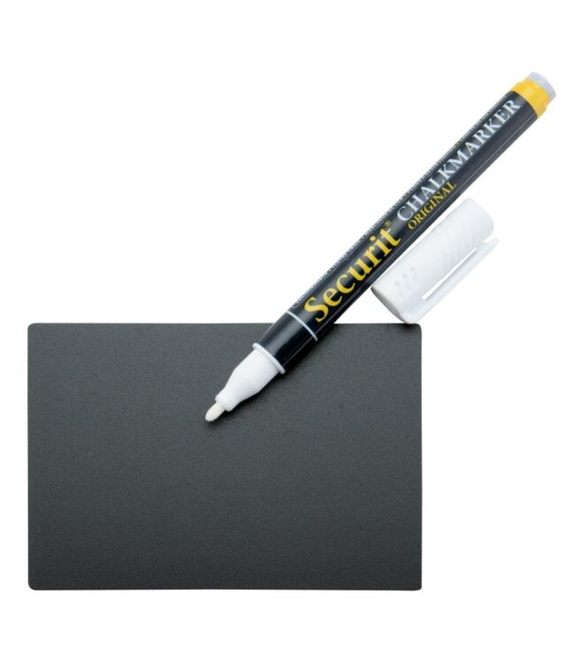 Krijtbord tag | A7 | Zwart | 20 stuks | Incl. 2 houders, 4 prikkers en krijtstift