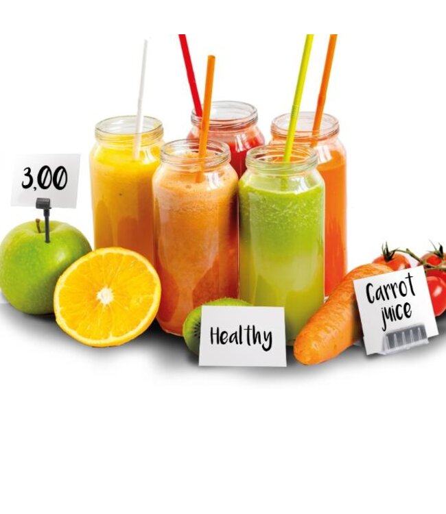 Krijtbord tag | A8 | Wit | 20 stuks | Incl. 2 houders, 4 prikkers en krijtstift