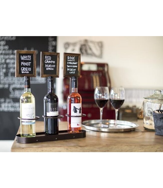 Wijnflessen display | Voor 3 flessen | met krijtbord | 44,2x39x11,3cm