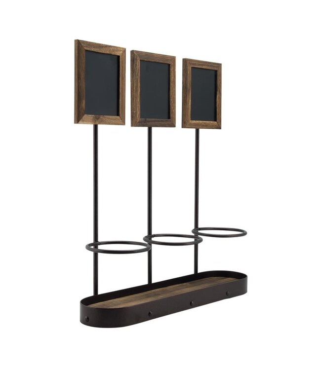 Wijnflessen display | Voor 3 flessen | met krijtbord | 44,2x39x11,3cm