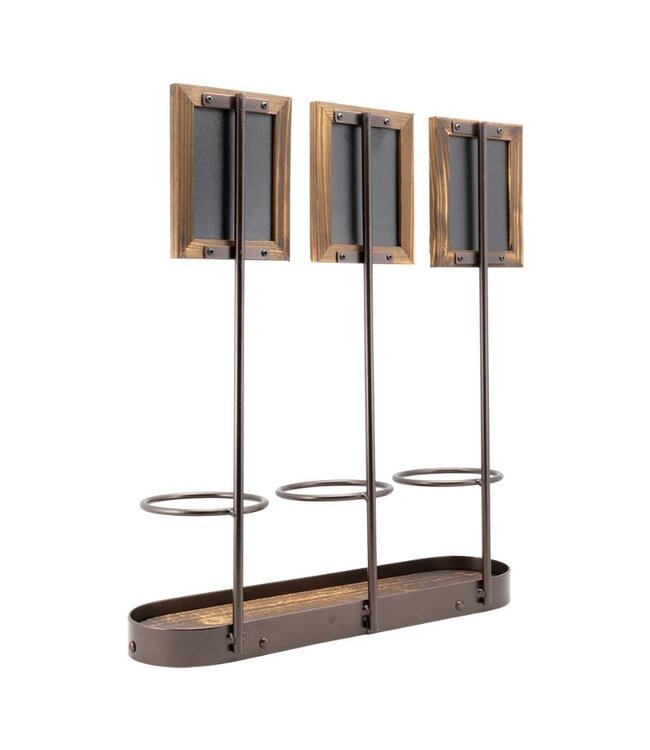 Wijnflessen display | Voor 3 flessen | met krijtbord | 44,2x39x11,3cm