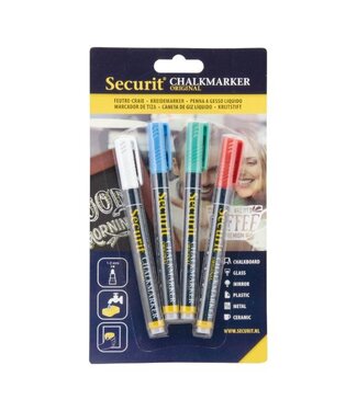 Securit Krijtstiften set | Rood/Groen/Blauw/Wit | 4 stuks | 1-2mm