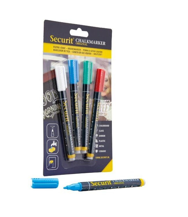 Krijtstiften set | Rood/Groen/Blauw/Wit | 4 stuks | 1-2mm