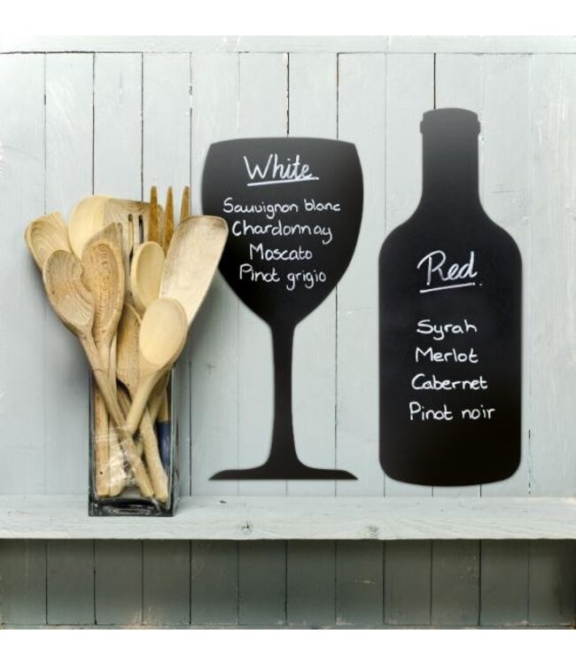 Muurkrijtbord | Wijnglas | Silhouette | 50x23,5x0,3cm