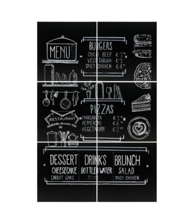 Muurkrijtbord | Frameless XXL | 6 stuks | 40x40x0,2cm