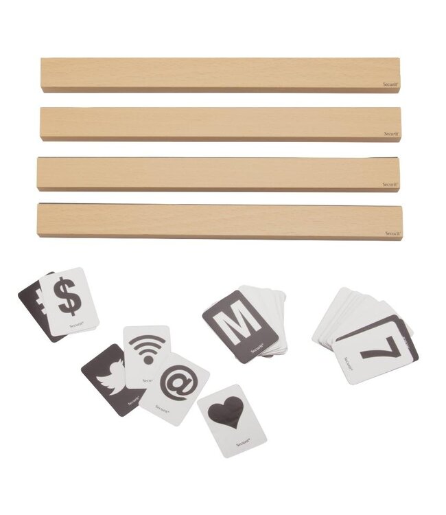 Letterplanken set | Hout | 4 stuks | Incl. letters, cijfers en symbolen