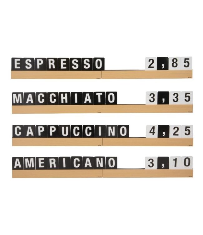 Letterplanken set | Hout | 4 stuks | Incl. letters, cijfers en symbolen