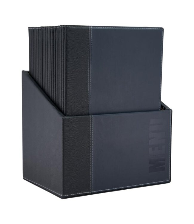 Menukaarten box | Trendy | Blauw | Incl. 20 A4 menukaarten