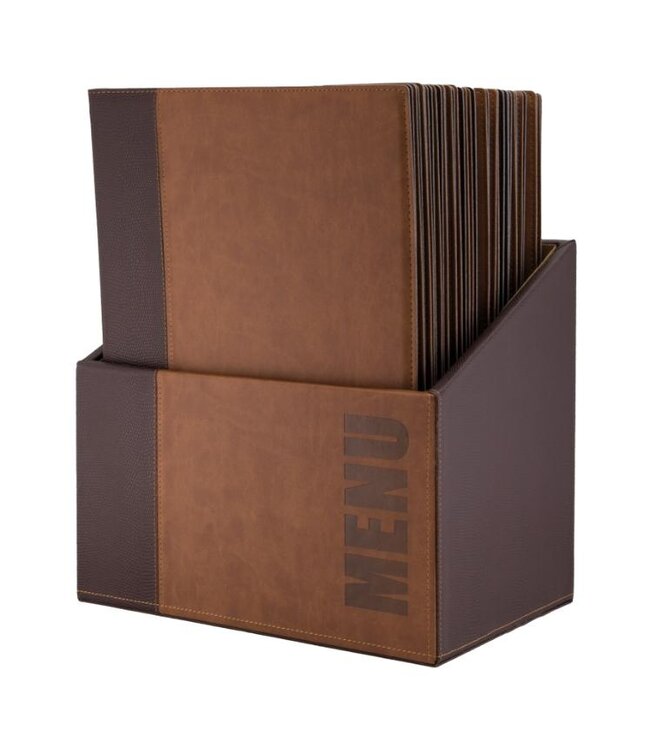 Menukaarten box | Trendy | Lichtbruin | Incl. 20 A4 menukaarten