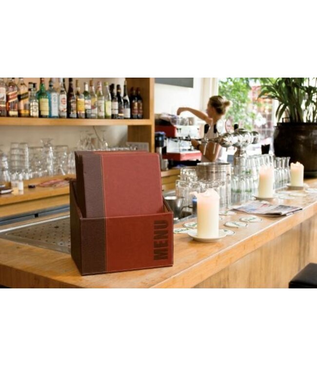 Menukaarten box | Trendy | Wijnrood | Incl. 20 A4 menukaarten