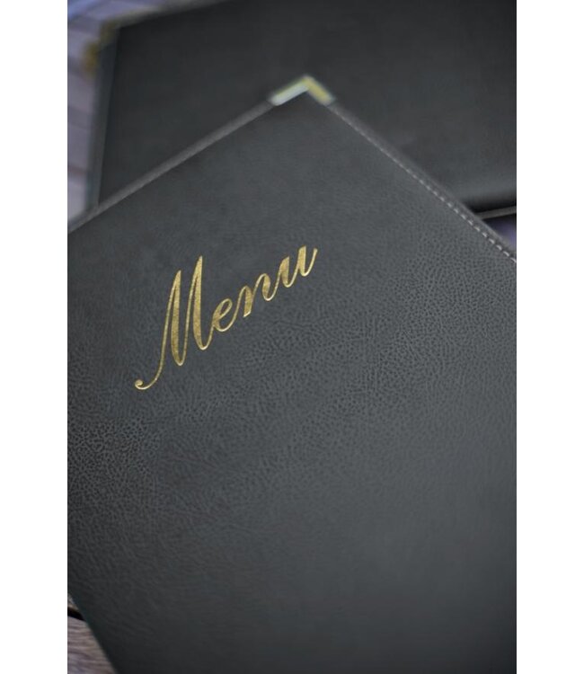 Menukaart Classic | A45 | Leder | Zwart | 18,4x35cm