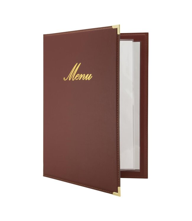 Menukaarthouder Classic | A4 | Leder | Wijnrood | 24,5x34,4cm