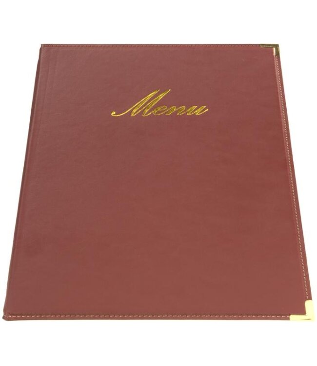 Menukaarthouder Classic | A4 | Leder | Wijnrood | 24,5x34,4cm