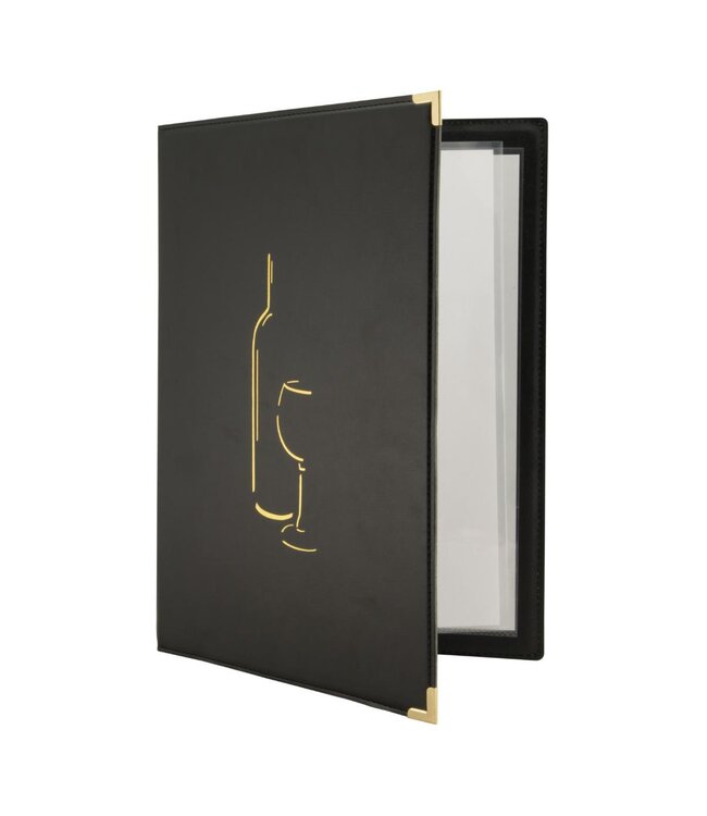 Wijnkaart Classic | Leder | Zwart | A4