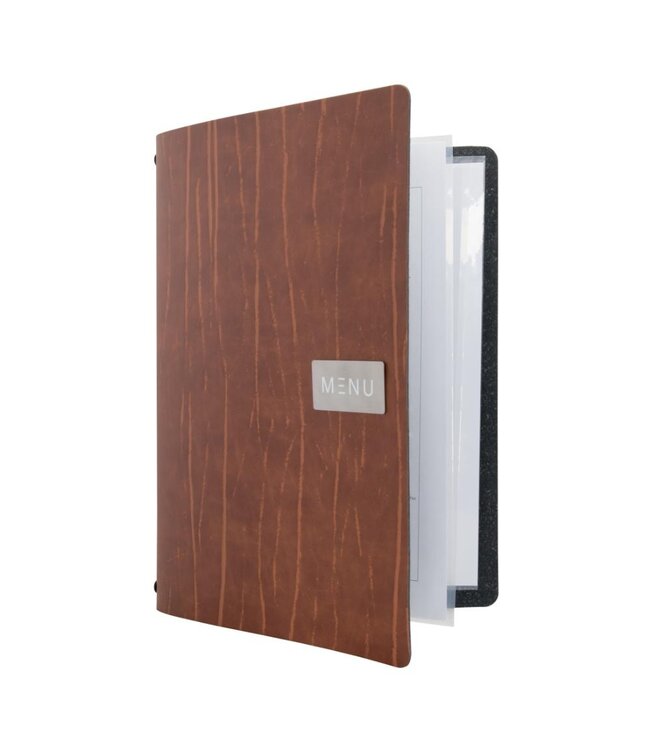 Menukaart | Leder | A4 | Bruin | Ruga