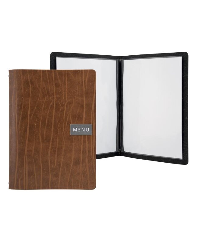 Menukaart | Leder | A4 | Bruin | Ruga