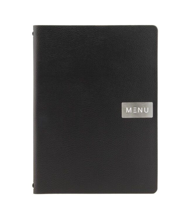 Menukaart | Leder | A4 | Zwart | Raw
