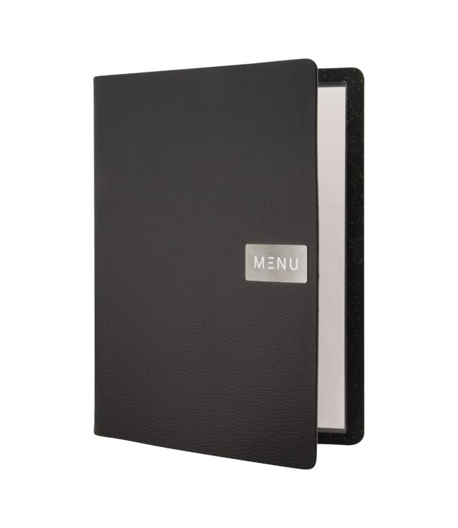 Menukaart | Leder | A4 | Zwart | Raw