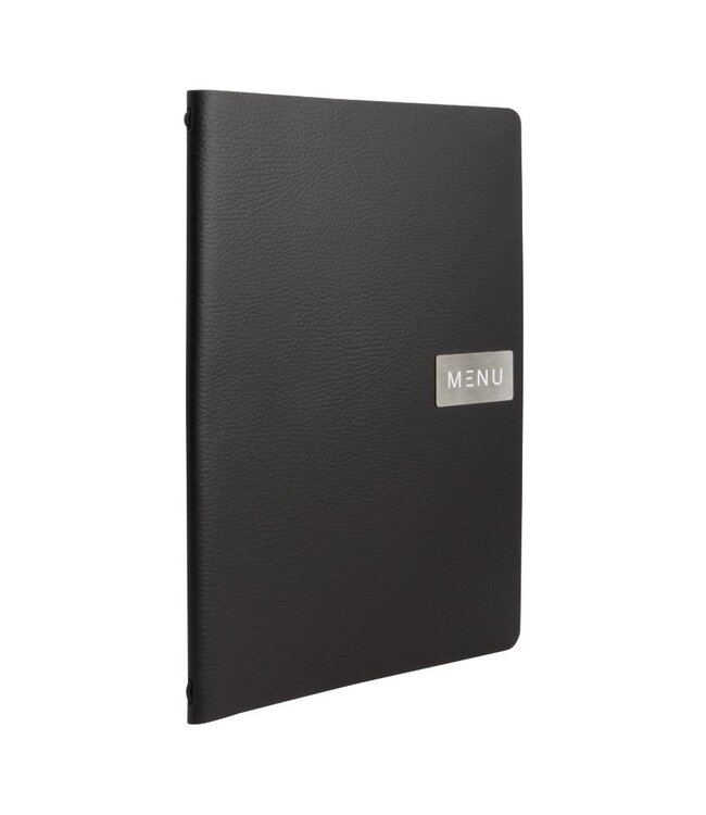 Menukaart | Leder | A4 | Zwart | Raw