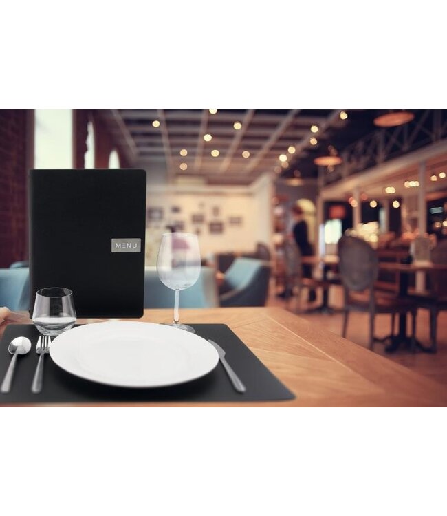 Menukaart | Leder | A4 | Zwart | Raw