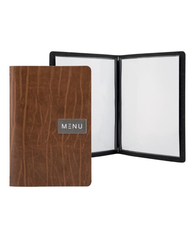 Menukaart | Leder | A5 | Bruin | Ruga