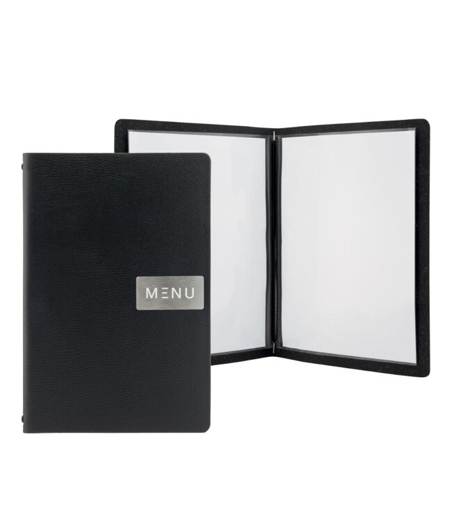 Menukaart | Leder | A5 | Zwart | Raw