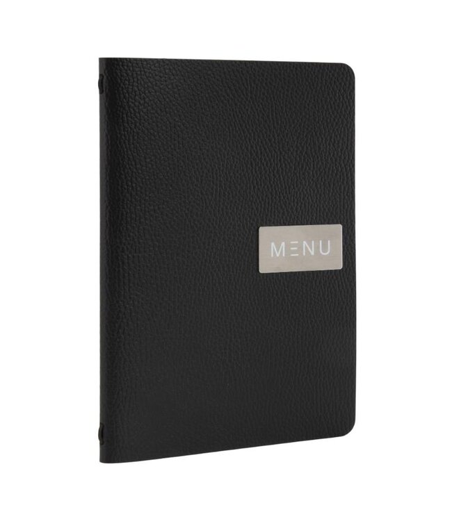 Menukaart | Leder | A5 | Zwart | Raw