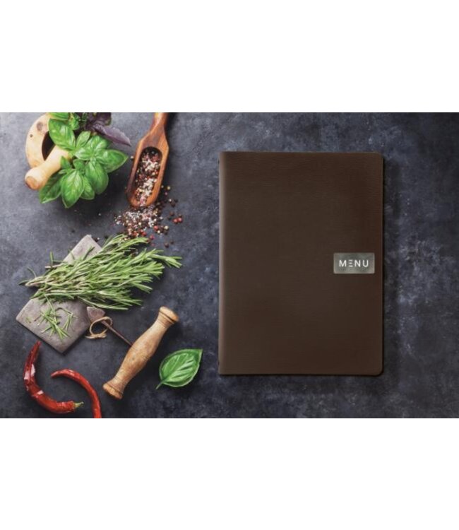 Menukaart | Leder | A4 | Bruin | Raw