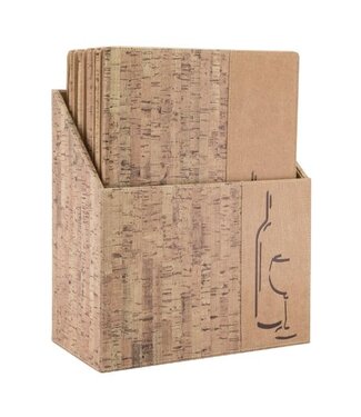 Securit Wijnkaarten box | Design | Kurk | Incl. 10 A4 wijnkaarten