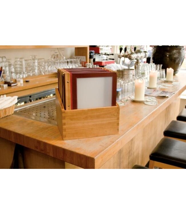 Menukaartmappen met box | Wood | A4 | Wijnrood | 20 Stuks